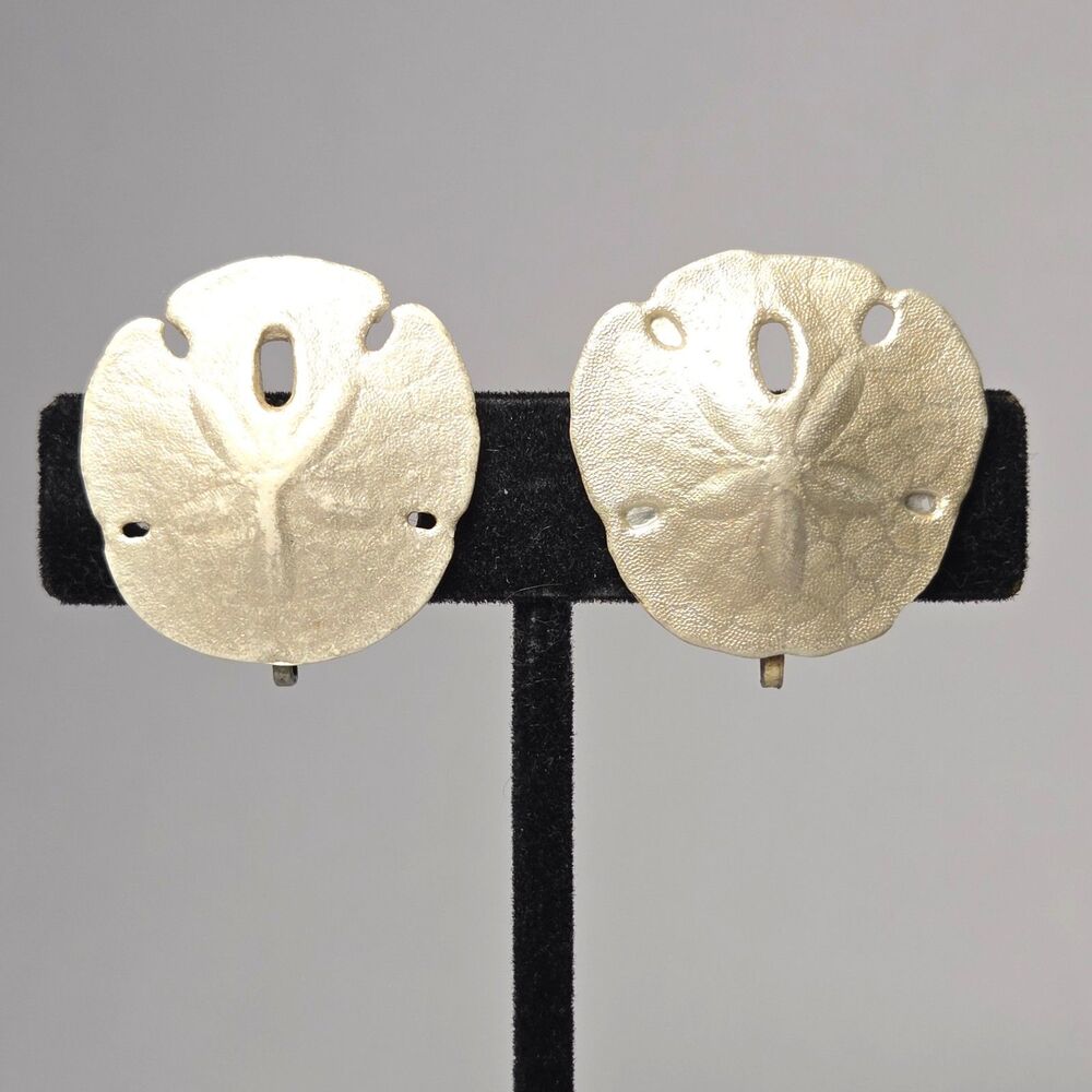 Sand Dollar Shell Vintage Clip on Earrings